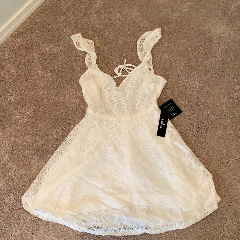 White lace mini dress